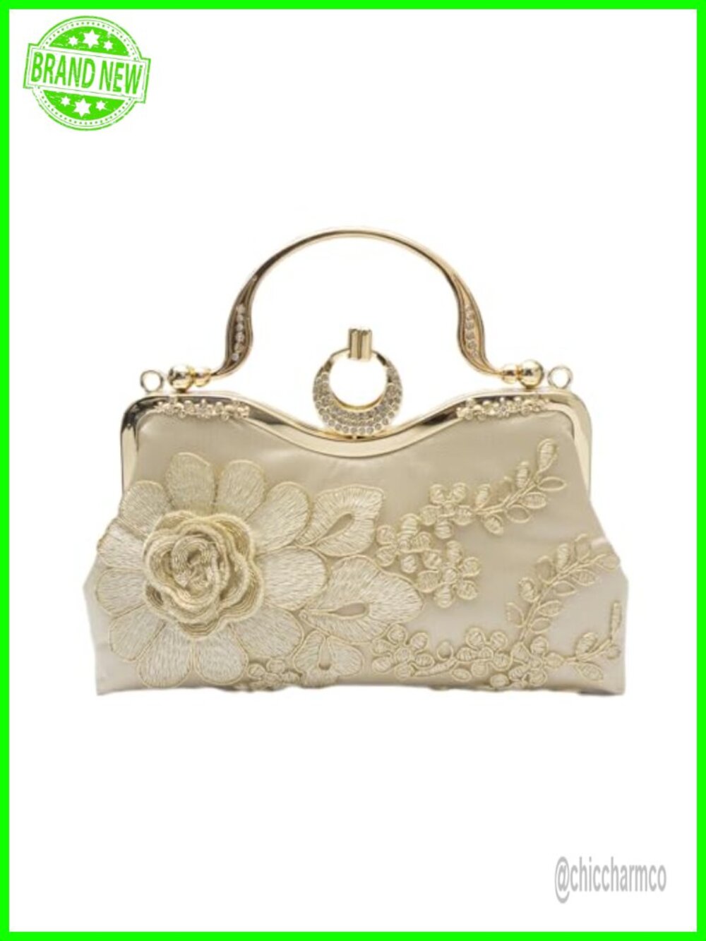 Floral Embroidery Evening Clutch Vintage Handbag Wedding Purse Elegant Shoulder